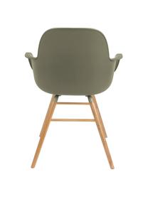 Silla con reposabrazos Albert Kuip, Asiento: polipropileno, Patas: madera de fresno, Asiento: verde Patas: ceniza, An 59 x Al 82 cm