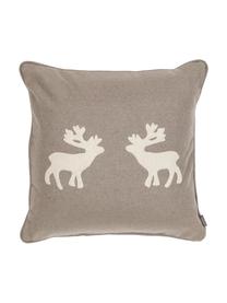 Wolvilt kussen Sister Reindeer in beige, met vulling, Zandkleurig, gebroken wit, 45 x 45 cm