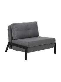 Slaapfauteuil Edward in donkergrijs met metalen poten, uitklapbaar, Bekleding: 100% polyester, Bekleding: donkergrijs Poten: mat zwart, B 96 x D 98 cm