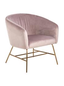 Poltrona moderna in velluto rosa Ramsey, Rivestimento: velluto di poliestere 25., Gambe: metallo laccato, Velluto rosa, Larg. 72 x Prof. 67 cm