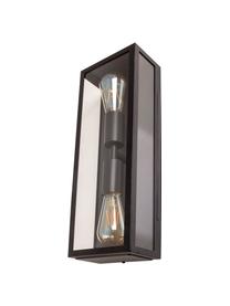 Outdoor wandlamp Ayla in industrieel design, Lampenkap: glas, Zwart, B 16 cm, H 44 cm