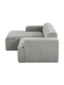 Cord-Ecksofa Melva (3-Sitzer) in Grau, Bezug: Cord (92% Polyester, 8% P, Gestell: Massives Kiefernholz, Spa, Füße: Kiefernholz Die Füße befi, Cord Grau, B 240 x T 144 cm