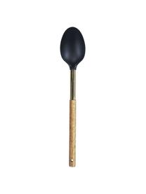 Cuchara para servir Lula, Madera de acacia, plástico, Madera de acacia, latón, negro, L 34 cm