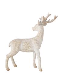 Cerfs décoratifs faits main Karimo, lot de 2 élém., Résine synthétique, Beige, blanc, larg. 14 x haut. 16 cm