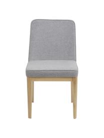 Silla tapizada Koga, Tapizado: 100% poliéster Alta resis, Patas: madera de fresno, Estructura: metal, Tejido gris claro, madera de fresno clara, An 47 x Al 86 cm