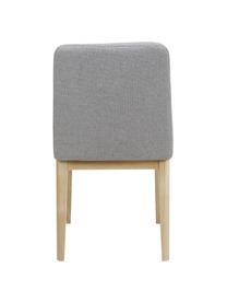 Silla tapizada Koga, Tapizado: 100% poliéster Alta resis, Patas: madera de fresno, Estructura: metal, Tejido gris claro, madera de fresno clara, An 47 x Al 86 cm