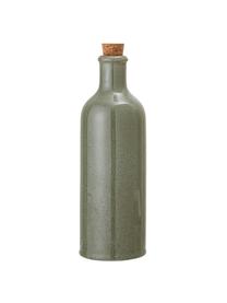 Handgemachte Essig- und Öl-Karaffe Pixie, luftdicht, Flasche: Steingut, Verschluss: Korken, Grüntöne, Ø 8 x H 25 cm