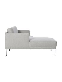Divanetto angolare Fluente, Rivestimento: 100% poliestere Con 35.00, Struttura: legno di pino massiccio, , Piedini: metallo verniciato a polv, Tessuto grigio chiaro, Larg. 198 x Prof. 152 cm, chaise-longue a destra