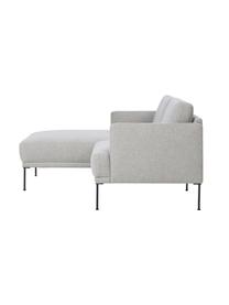 Divanetto angolare Fluente, Rivestimento: 100% poliestere Con 35.00, Struttura: legno di pino massiccio, , Piedini: metallo verniciato a polv, Tessuto grigio chiaro, Larg. 198 x Prof. 152 cm, chaise-longue a destra