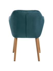 Silla con resposabrazos de terciopelo Emilia, Tapizado: terciopelo de poliéster A, Patas: madera de roble aceitado, Terciopelo azul, patas roble, An 57 x F 59 cm