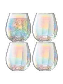 Szklanka ze szkła dmuchanego Pearl, 4 szt., Szkło, Transparentny, opalizujący, Ø 9 x W 10 cm, 425 ml