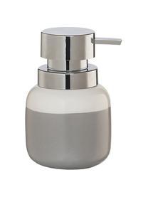 Dosificador de jabón Sphere, Recipiente: porcelana, Dosificador: plástico, Gris claro, blanco, Ø 10 x Al 14 cm