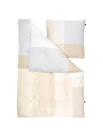 Gemusterte Baumwollsatin-Bettwäsche Moore, Webart: Satin Baumwollsatin wird , Beige, Braun, Blau, 135 x 200 cm + 1 Kissen 80 x 80 cm