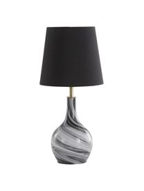 Lampada da tavolo con base in vetro Budgee, Paralume: tessuto, Base della lampada: vetro, Struttura: metallo, Nero, bianco, Ø 20 x Alt. 40 cm