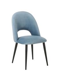 Chaise rembourrée en velours bleu Rachel, Velours bleu ciel