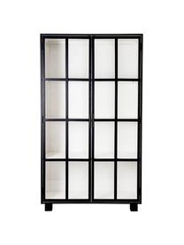 Vetrina nera con ante in vetro Jesper, Nero, bianco, Larg. 114 x Alt. 200 cm