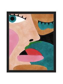 Ingelijste digitale print Close Up Face, Afbeelding: digitale print op papier,, Lijst: gelakt hout, Multicolour, 43 x 53 cm