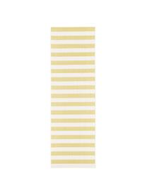 Gestreifter In- & Outdoor-Läufer Axa in Gelb/Weiß, 86% Polypropylen, 14% Polyester, Cremeweiß, Gelb, 80 x 250 cm