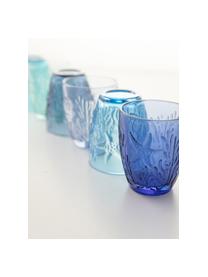 Vasos de colores con relieve Pantelleria, 6 uds., Vidrio, Azul, Ø 8 x 10 cm