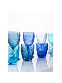 Wassergläser Pantelleria mit Muschelrelief in Blautönen, 6er-Set, Glas, Blautöne, Ø 8 x 10 cm