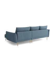 Sofá rinconera Largo (3 plazas), Tapizado: terciopelo (100% poliéste, Estructura: madera de haya, aglomerad, Patas: metal con pintura en polv, Terciopelo azul claro, An 275 x F 170 cm