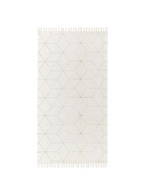 Alfombra de tejido plano de algodón con flecos Yena, Beige, dorado, An 70 x L 140 cm (Tamaño XS)