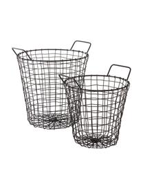Set de cestas Axån, 2 uds., Metal recubierto, Negro, Set de diferentes tamaños