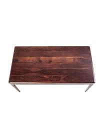 Mesa de comedor de madera maciza Brooklyn, Madera de Sheesham barnizado ecualizado con pintura a base de agua de color nogal, Nogal, An 200 x F 100 cm