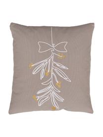 Poszewka na poduszkę z bawełny organicznej Lines Mistletoe, 100% bawełna organiczna, Beżowy, S 45 x D 45 cm