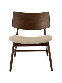 Loungefauteuil Ken van donkere hout, Bekleding: polyester, Frame: rubberhout, Bruin, beige, B 60 x H 65 cm