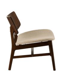 Loungesessel Ken aus dunklem Holz, Bezug: Polyester, Gestell: Gummibaumholz, Braun, beige, B 60 x T 65 cm