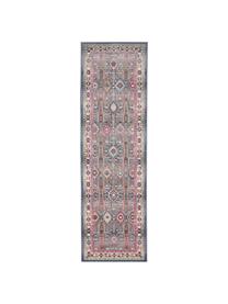 Tapis de couloir à poils ras Vintage Kashan, Gris, multicolore