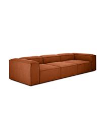 Modulaire bank Lennon (4-zits), Bekleding: polyester De slijtvaste b, Frame: massief grenenhout, FSC-g, Poten: kunststof, Geweven stof terracottakleurig, B 327 x D 119 cm