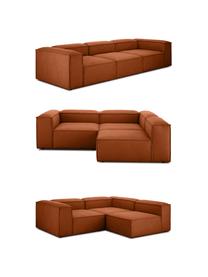 Modulaire bank Lennon (4-zits), Bekleding: polyester De slijtvaste b, Frame: massief grenenhout, FSC-g, Poten: kunststof, Geweven stof terracottakleurig, B 327 x D 119 cm