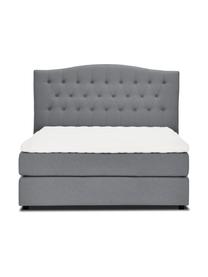 Lit capitonné gris à sommier tapissier premium Royal, Tissu gris