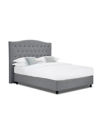 Letto boxspring premium in tessuto grigio Royal, Materasso: nucleo a 5 zone di molle , Piedini: legno di betulla massicci, Tessuto grigio, 200 x 200 cm