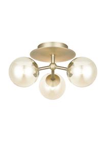 Lampada da soffitto di design in vetro Atom, Paralume: vetro, Struttura: metallo, Baldacchino: metallo, Ottonato, ambrato, Ø 26 x Alt. 16 cm