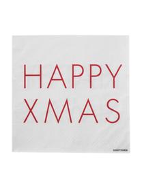 Tovaglioli di carta Happy Xmas, 20 pz., Carta, Bianco, rosso, Larg. 33 x Lung. 33 cm