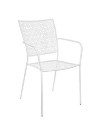 Silla con reposabrazos de metal para exterior Jodie, Acero con pintura en polvo epoxi, Blanco, An 57 x Al 89 cm