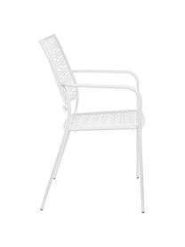 Silla con reposabrazos de metal para exterior Jodie, Acero con pintura en polvo epoxi, Blanco, An 57 x Al 89 cm