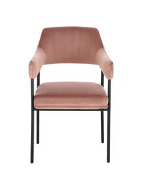 Silla con reposabrazos de terciopelo Zoe, Tapizado: terciopelo (poliéster) 50, Estructura: metal con pintura en polv, Terciopelo rosa palo, An 56 x F 62 cm