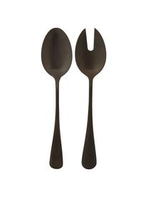 Schwarzes Salatbesteck Modern aus Edelstahl, 2er-Set, Edelstahl, beschichtet, Schwarz, L 25 cm