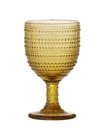 Verre à vin jaune embossé Blia, Verre, coloré, Jaune, Ø 9 x haut. 16 cm, 345 ml