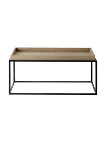 Couchtisch Forden aus Holz und Metall in Braun/Schwarz, Tischplatte: Mitteldichte Holzfaserpla, Gestell: Metall, lackiert, Braun, 90 x 40 cm