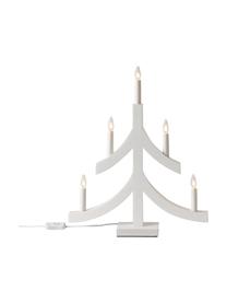 Sapin de Noël blanc en bois avec bougies LED Pagod, Blanc ivoire, larg. 40 x haut. 48 cm