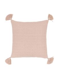Poszewka na poduszkę z chwostami Lori, 100% bawełna, Blady różowy, S 40 x D 40 cm