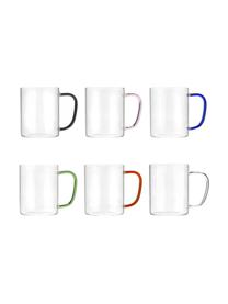 Tasse en verre avec poignées colorées, 6 élém., Multicolore