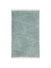 Ręcznie tuftowany dywan z bawełny z frędzlami Asisa, Szałwiowy zielony, beżowy, S 200 x D 300 cm (Rozmiar L)