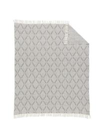 Plaid Diamond con motivo a rombi, 100% cotone, Grigio, nero, bianco, Larg. 125 x Lung. 150 cm