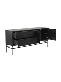 Credenza moderna nera con ante Johan, Piedini: metallo verniciato a polv, Nero, Larg. 160 x Alt. 75 cm